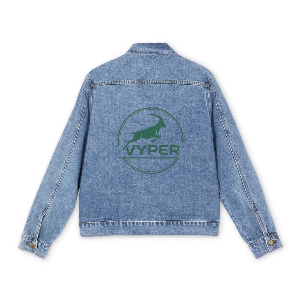 Denim Jacket — Vyper Logo Back Print, Casual Men's Trucker Style