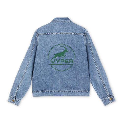 Denim Jacket — Vyper Logo Back Print, Casual Men's Trucker Style