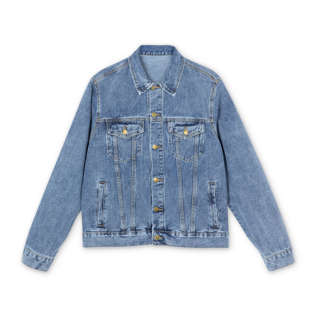Denim Jacket — Vyper Logo Back Print, Casual Men's Trucker Style