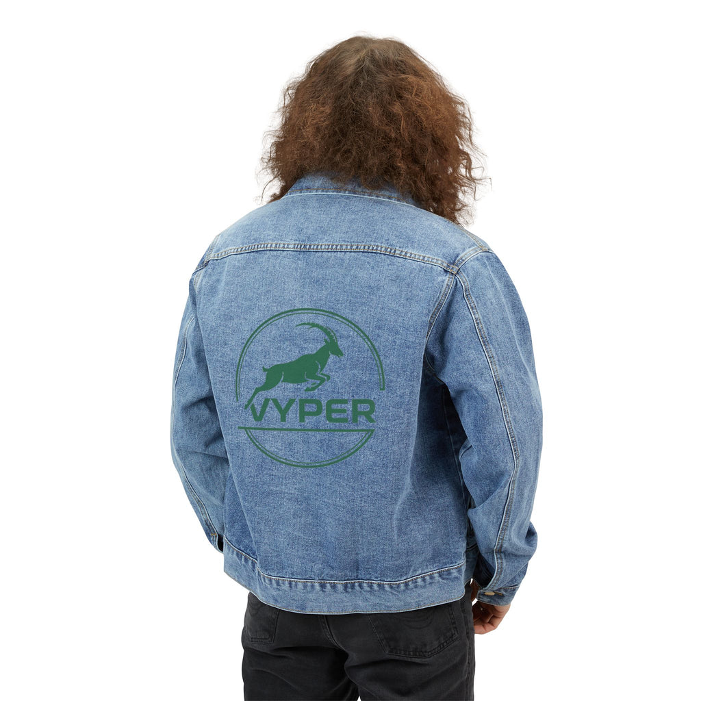 Denim Jacket — Vyper Logo Back Print, Casual Men's Trucker Style